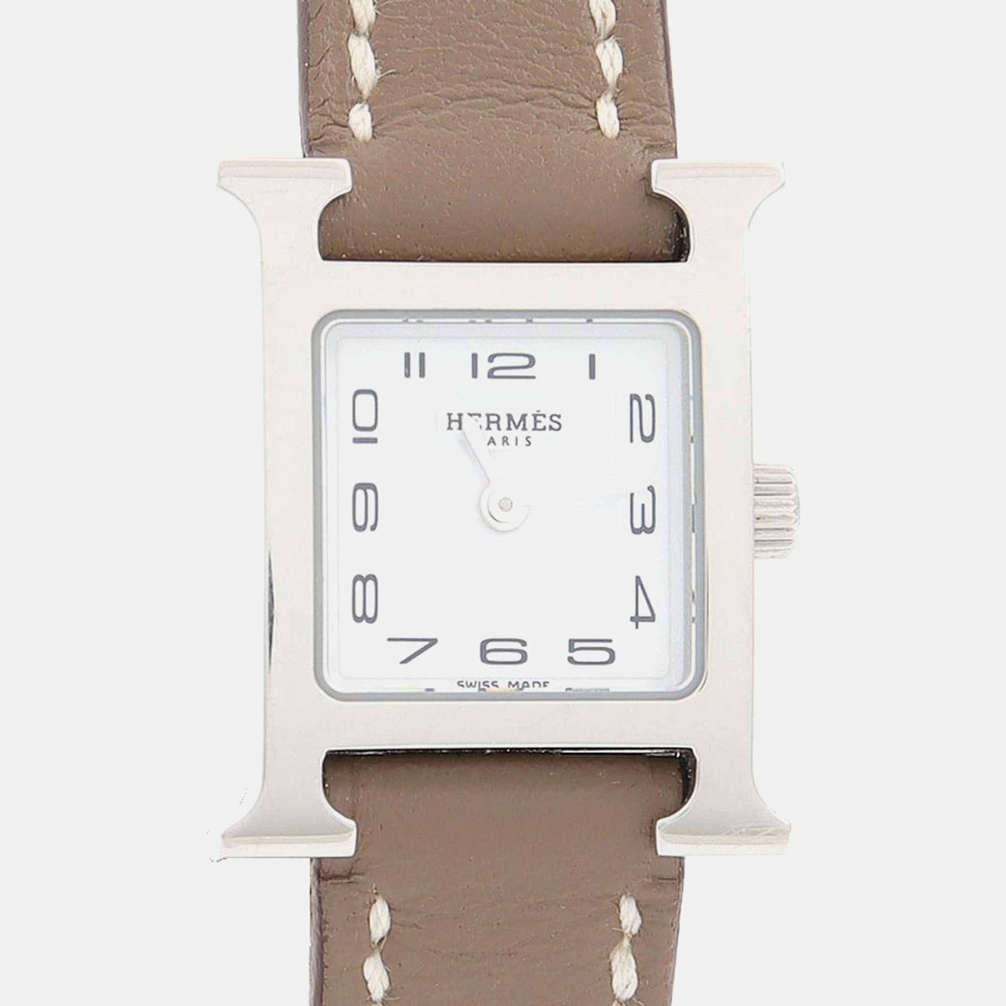 

Hermes Heure H HH1.110 Quartz Stainless Steel Womens Wristwatch 17 mm, White