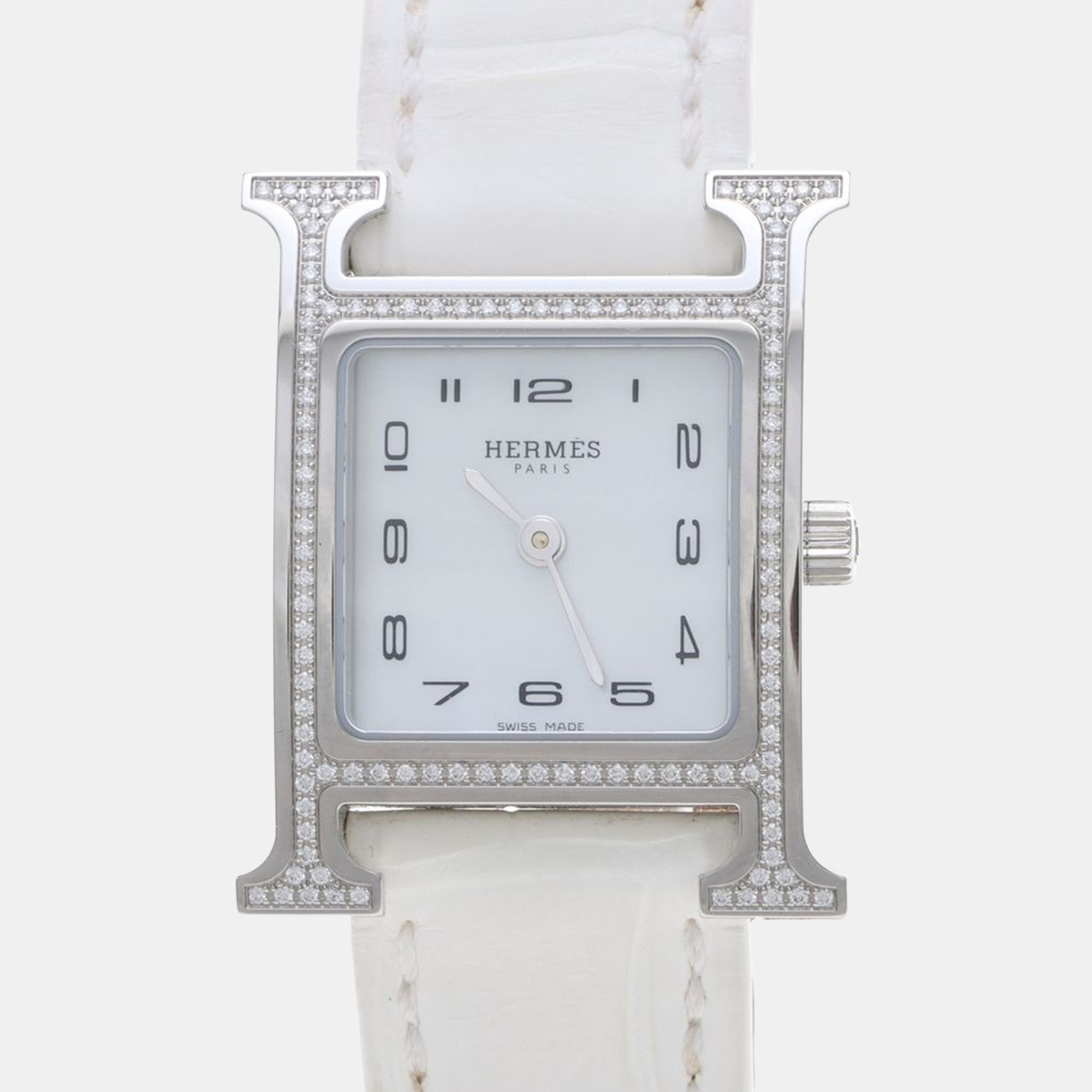 

Hermes H Hour HH1.235 Quartz White Diamonds, Stainless Steel Women's Wristwatch