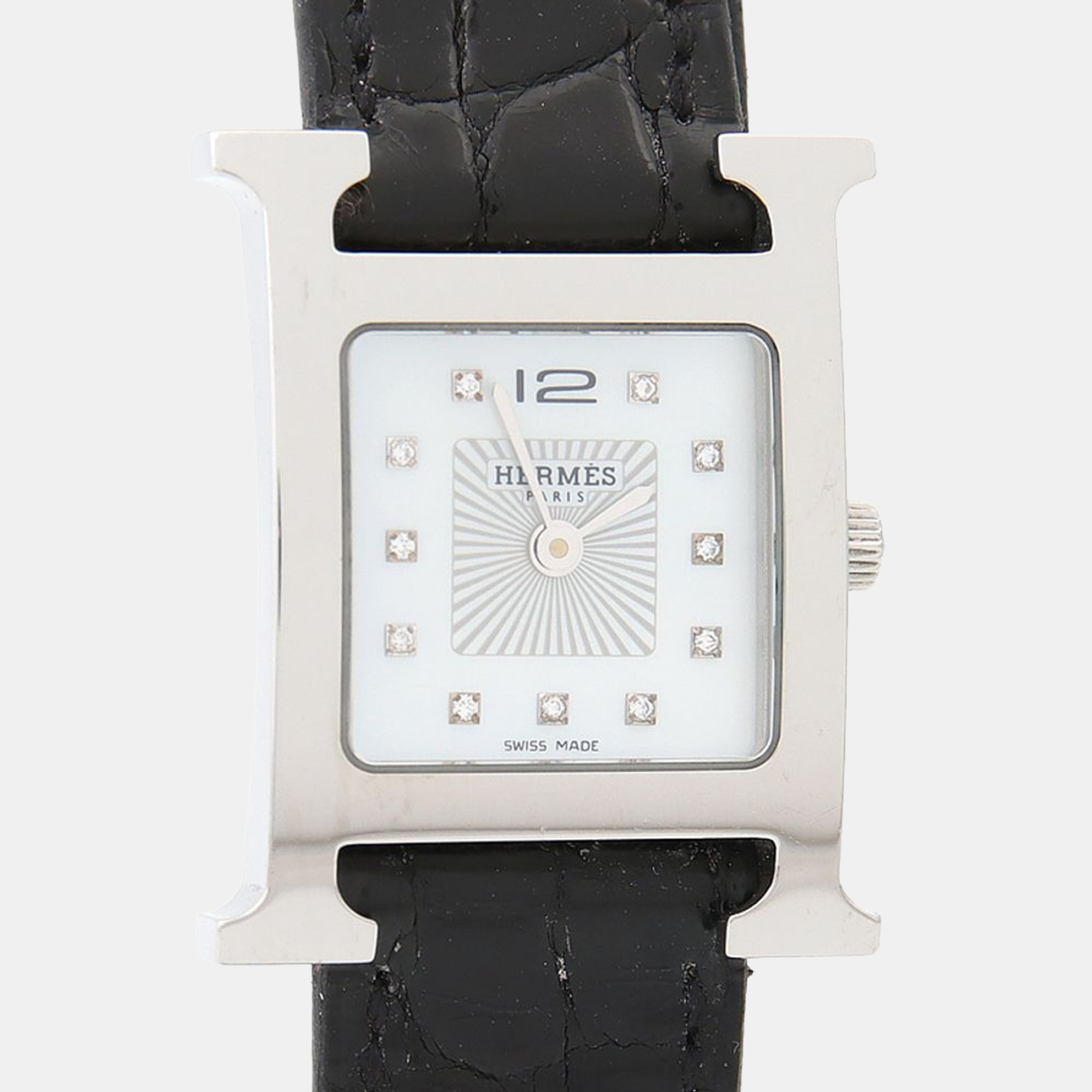 

Hermes H Hour HH1.210 Quartz White Diamonds, Stainless Steel Women's Wristwatch