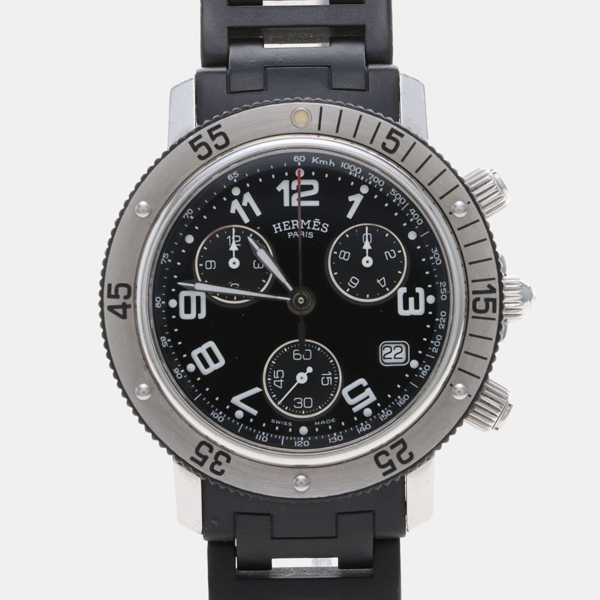 

Hermes Clipper Chronograph CL2.915 Quartz Black Stainless Steel Men's Wristwatch