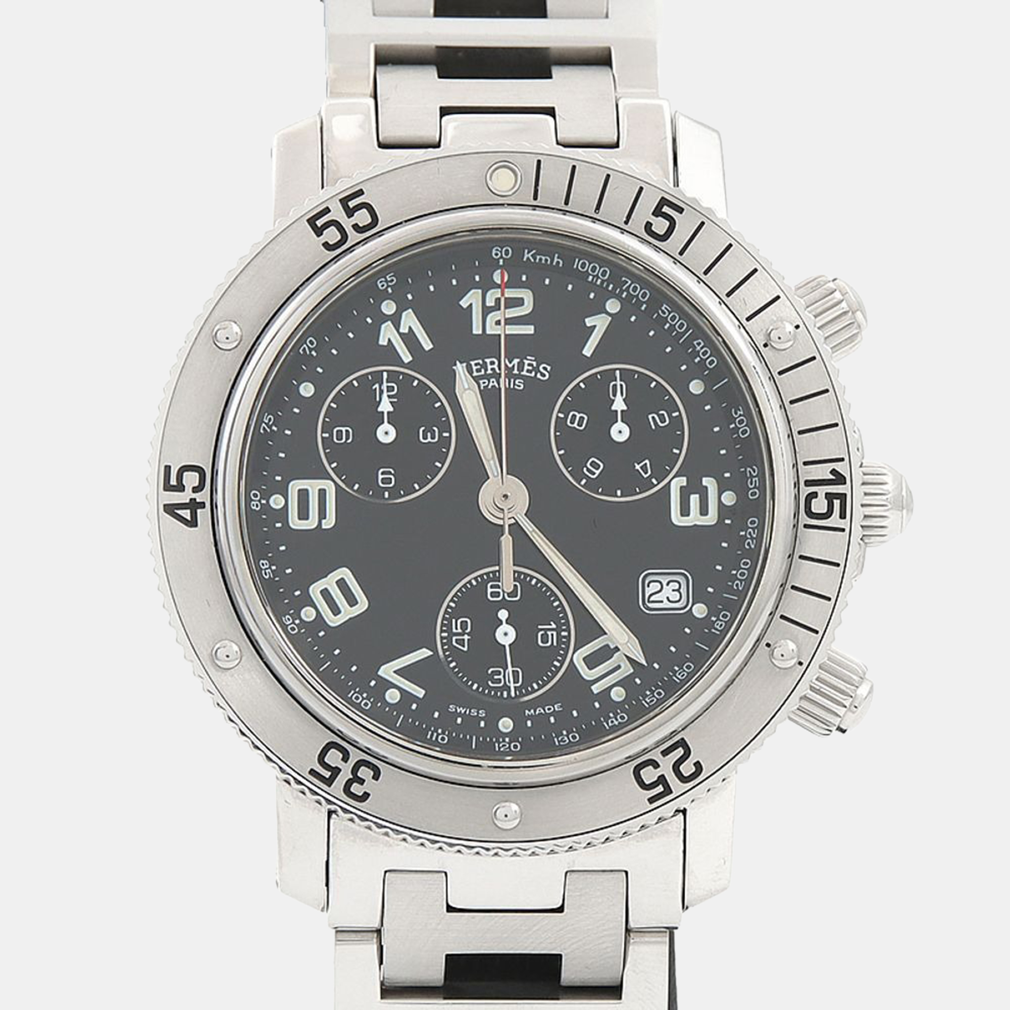 

Hermes Clipper Chronograph CL2.910 Quartz Black Stainless Steel Men's Wristwatch