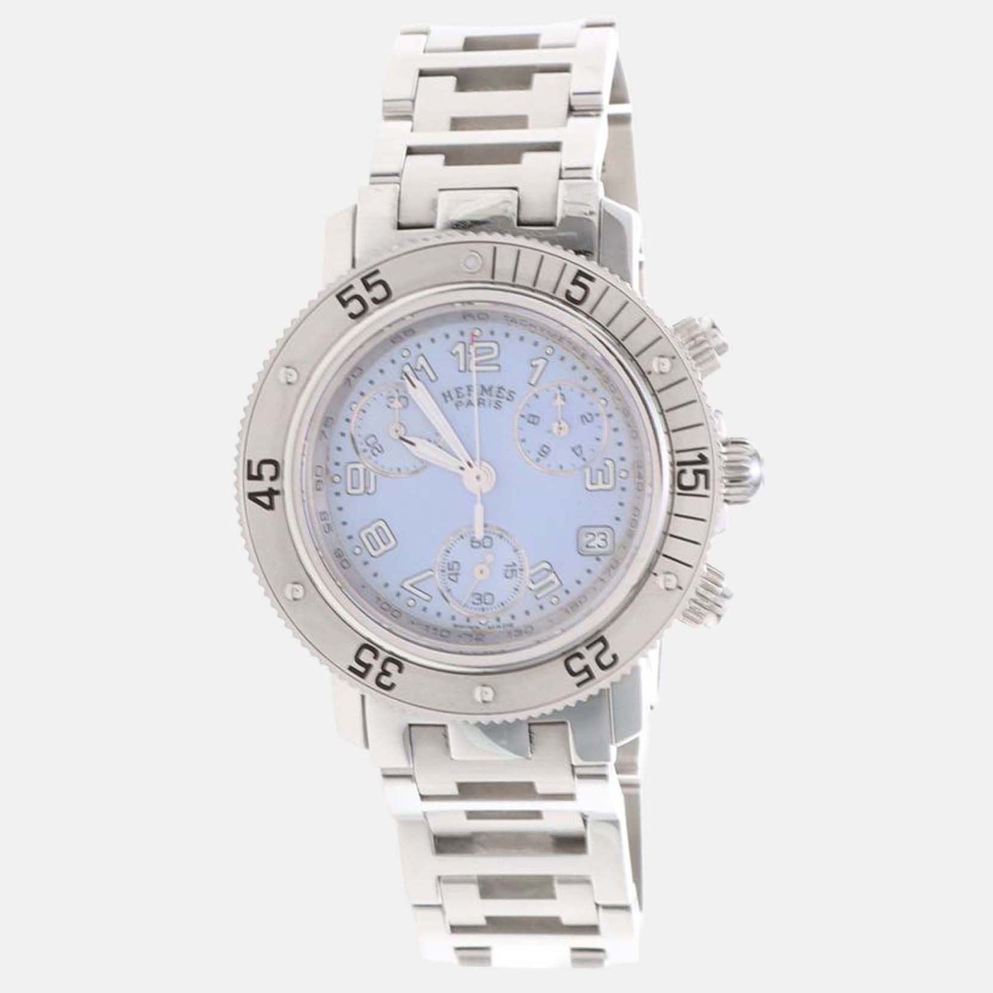 

Hermes Clipper CL2.310 Quartz White Stainless Steel Women's Wristwatch, Blue