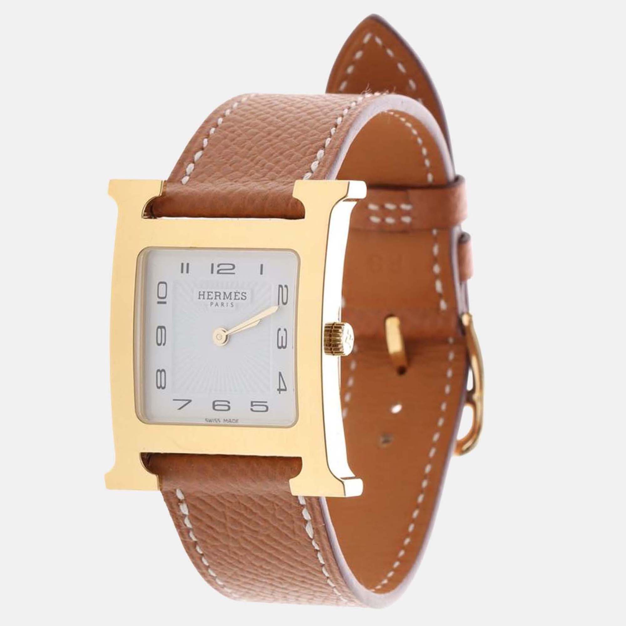 

Hermes H Hour HH1.501e Quartz White Gold-Plated Women's Wristwatch