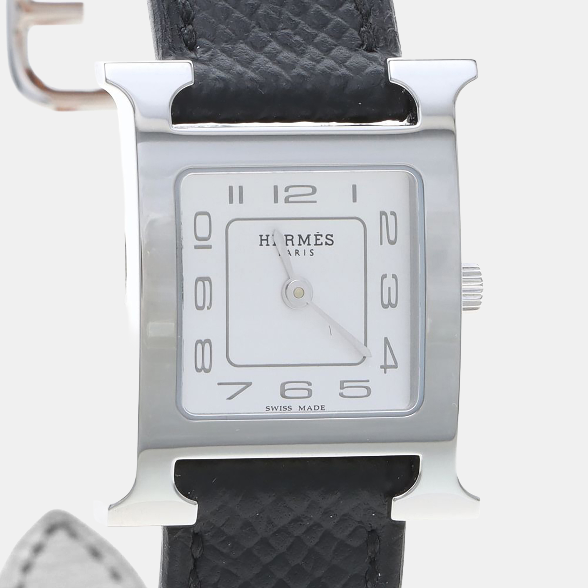 

Hermes Heure H HH1.210 Quartz Stainless Steel Women's Wristwatch 21.5 mm, White