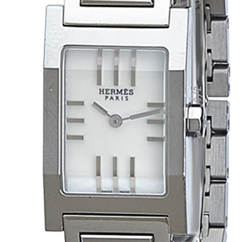 

Hermes White Stainless Steel Tandem Women's Wristwatch