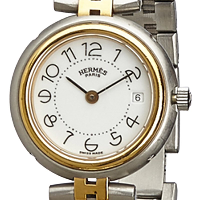 

Hermès White Gold Plated Stainless Steel Croisiere CL3.240 Women's Wristwatch