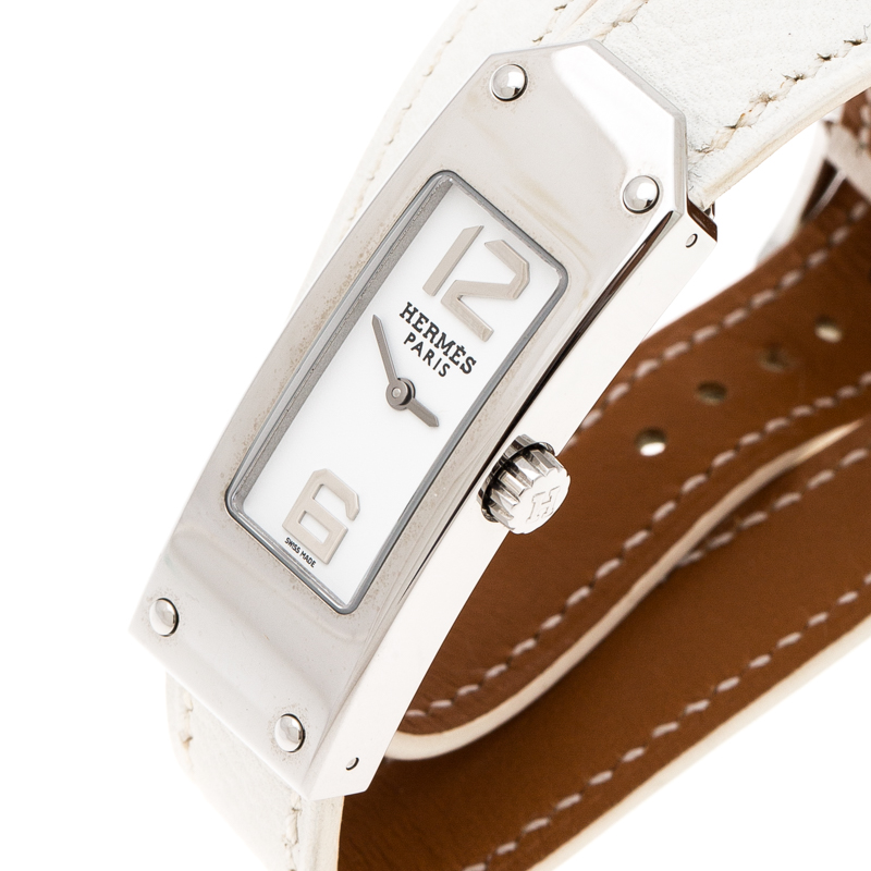 

Hermes White Stainless Steel Kelly