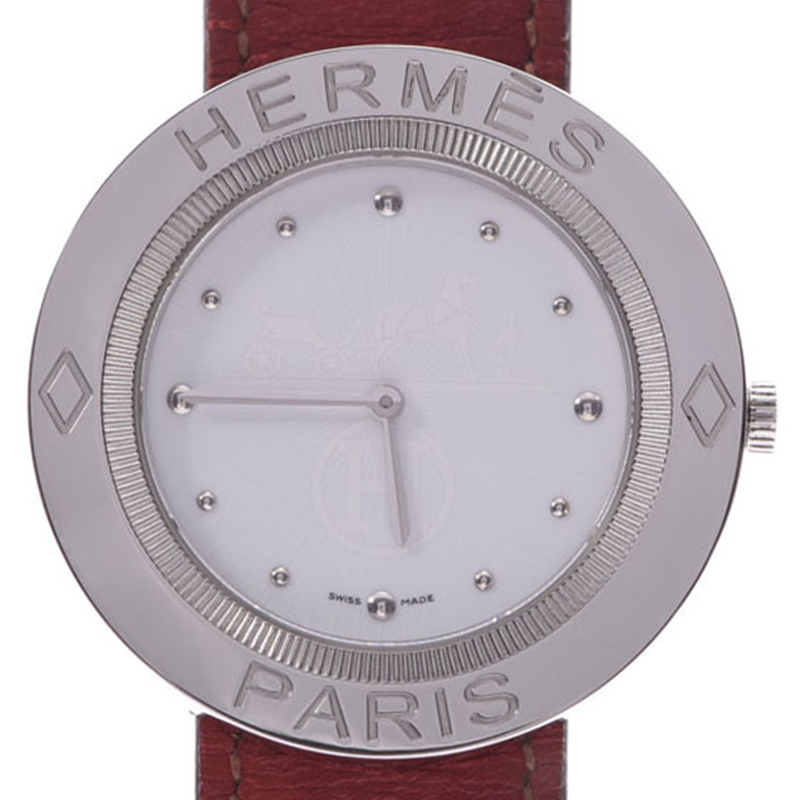 

Hermes White Stainless Steel Passe Passe PP1.610 Women's Wristwatch