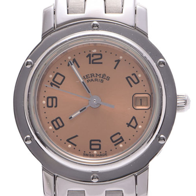 

Hermes Pink Stainless Steel Clipper CL4.210 Women's Wristwatch