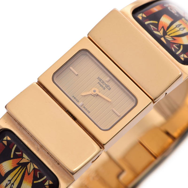 

Hermes Champagne Cloisonne Location LO1.201 Women's Wristwatch, Brown