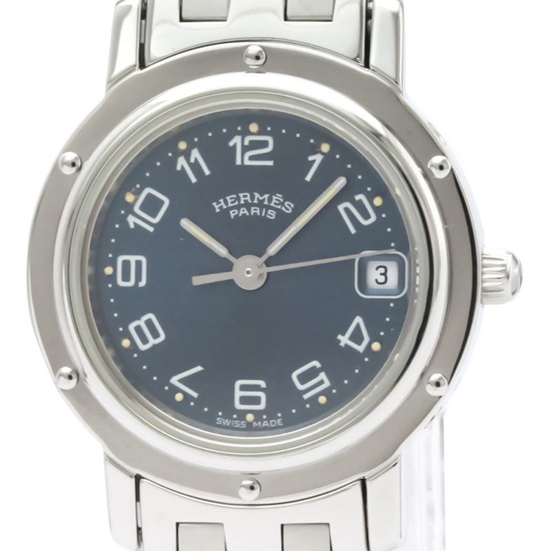 

Hermes Blue Stainless Steel Clipper CL4.210 Women's Wristwatch