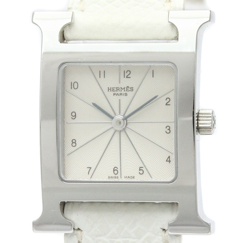 

Hermes Silver Stainless Steel and Leather HH1.210 Women's Wristwatch