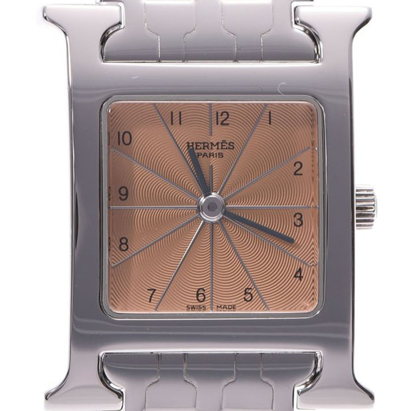 

Hermes Pink Stainless Steel H Quartz HH1.210 Women's Wristwatch