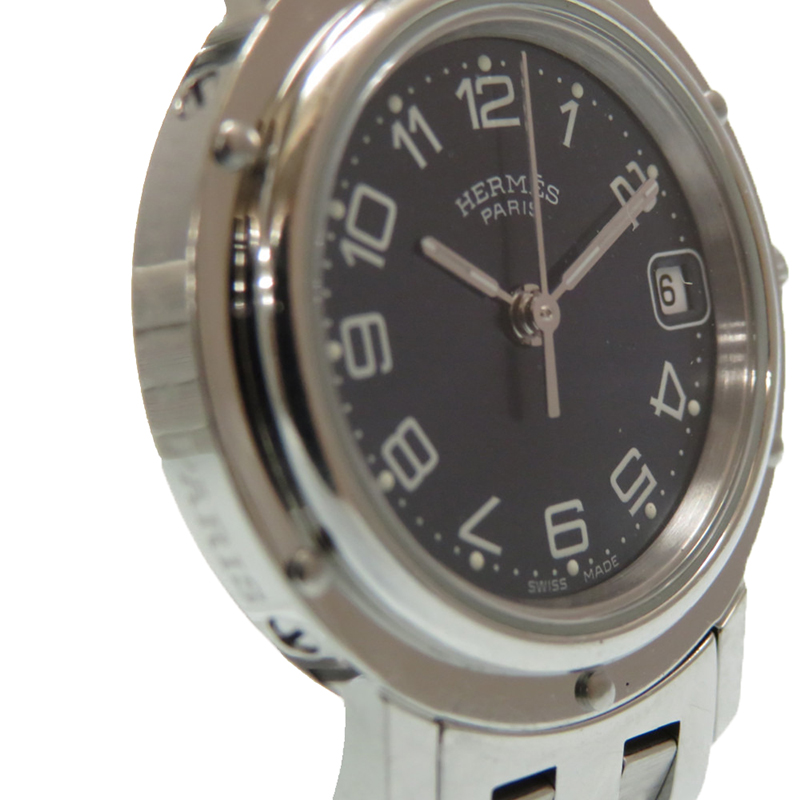 

Hermes Navy Blue Stainless Steel Clipper Quartz Cl4.210 Women's Wristwatch