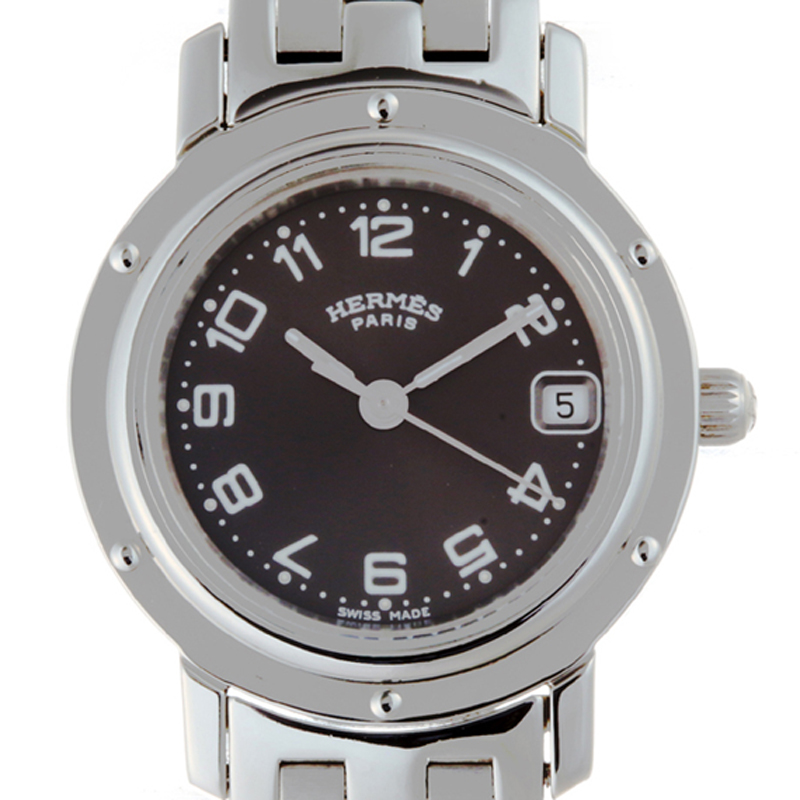 

Hermes Dark Grey Stainless Steel Clipper Cl4.210 Women's Wristwatch