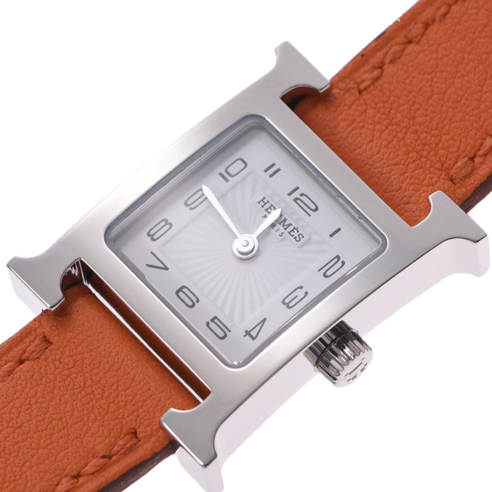 

Hermes Silver Stainless Steel Mini H HH1.110 Women's Wristwatch