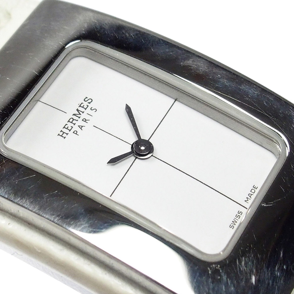 

Hermes White Stainless Steel Midi Women's Wristwatch, Silver