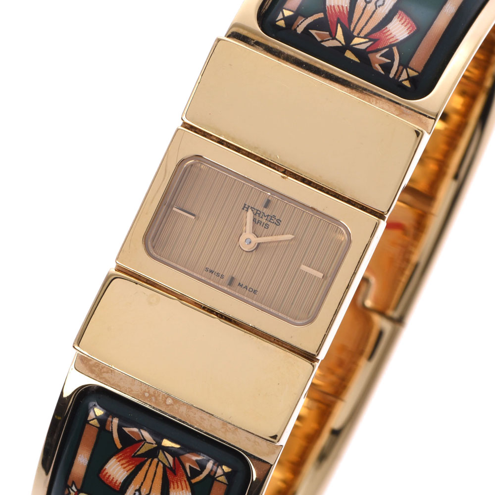 

Hermes Champagne Gold Plated Steel Loquet LO1.201 Women's Wristwatch