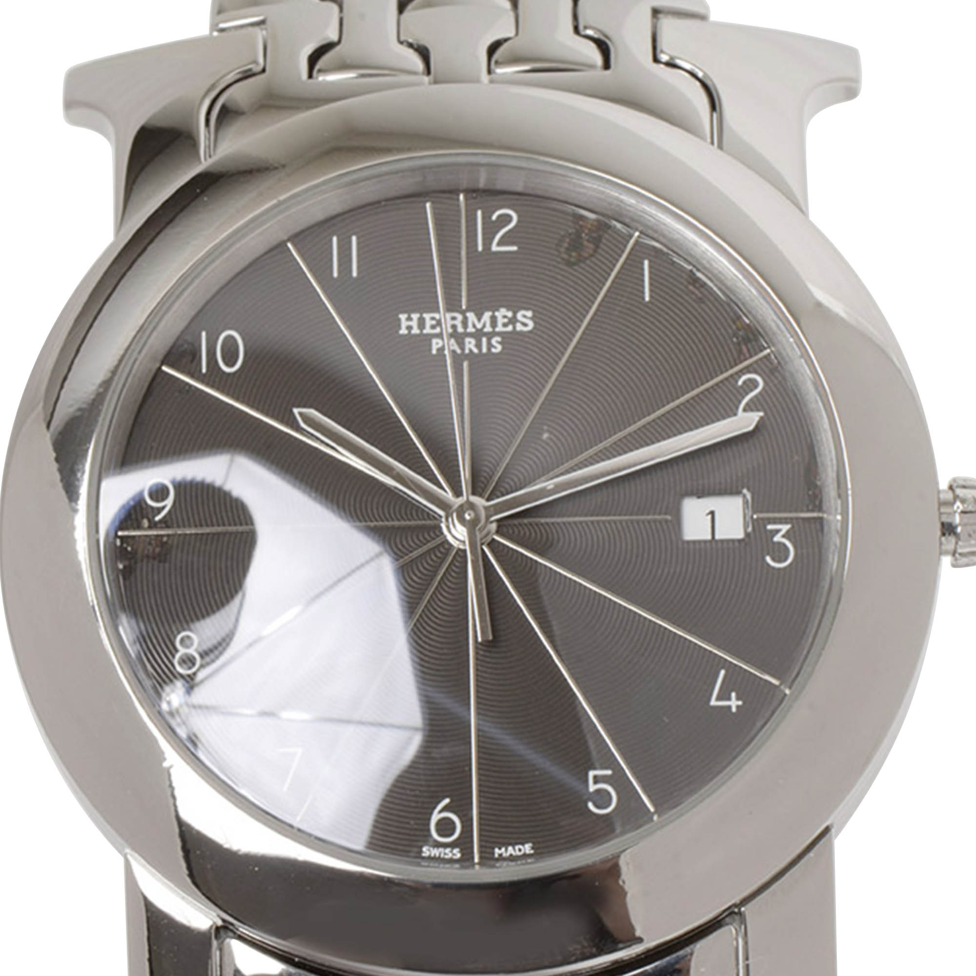 

Hermes Black Stainless Steel H Rondo HR1.710 Women's Wristwatch