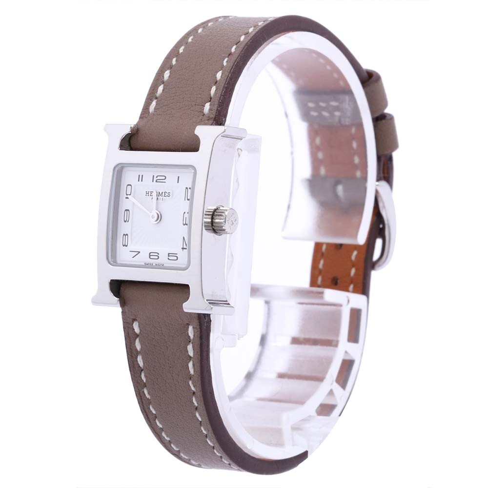 

Hermes White Stainless Steel H Heure Mini HH1.110 Women's Wristwatch