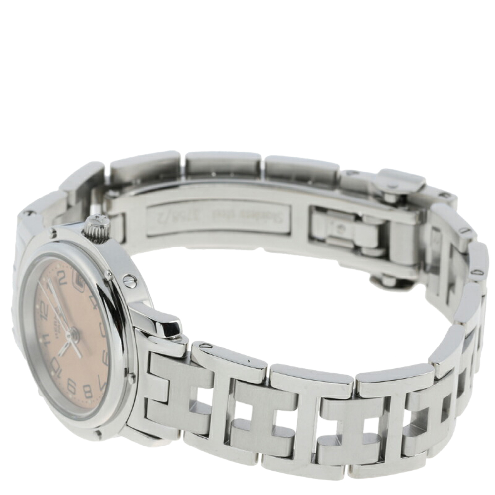 

Hermes Pink Stainless Steel Clipper CL4.210.431.13758 Women's Wristwatch 24 MM