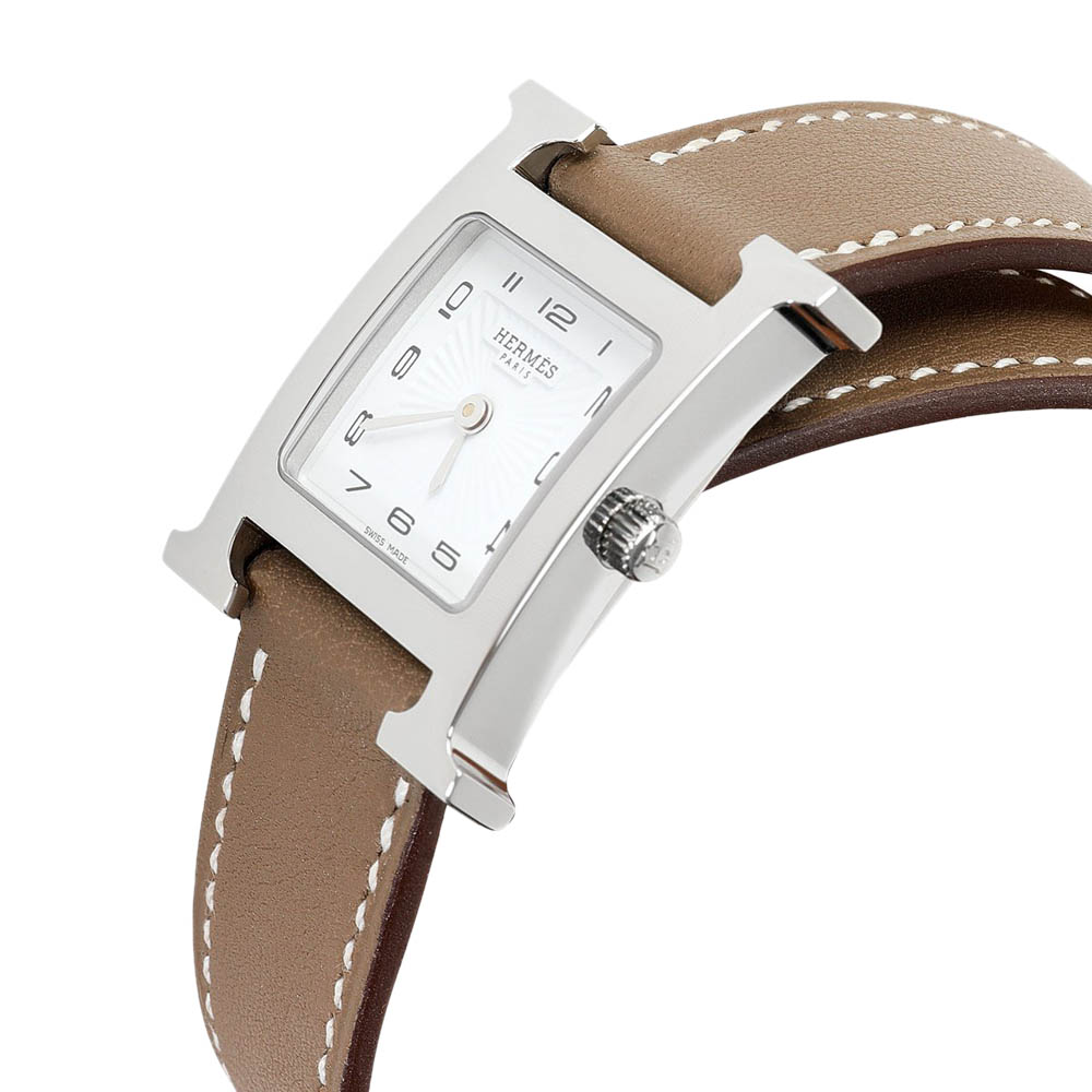 

Hermes White Stainless Steel Heure H HH1.210 Women's Wristwatch