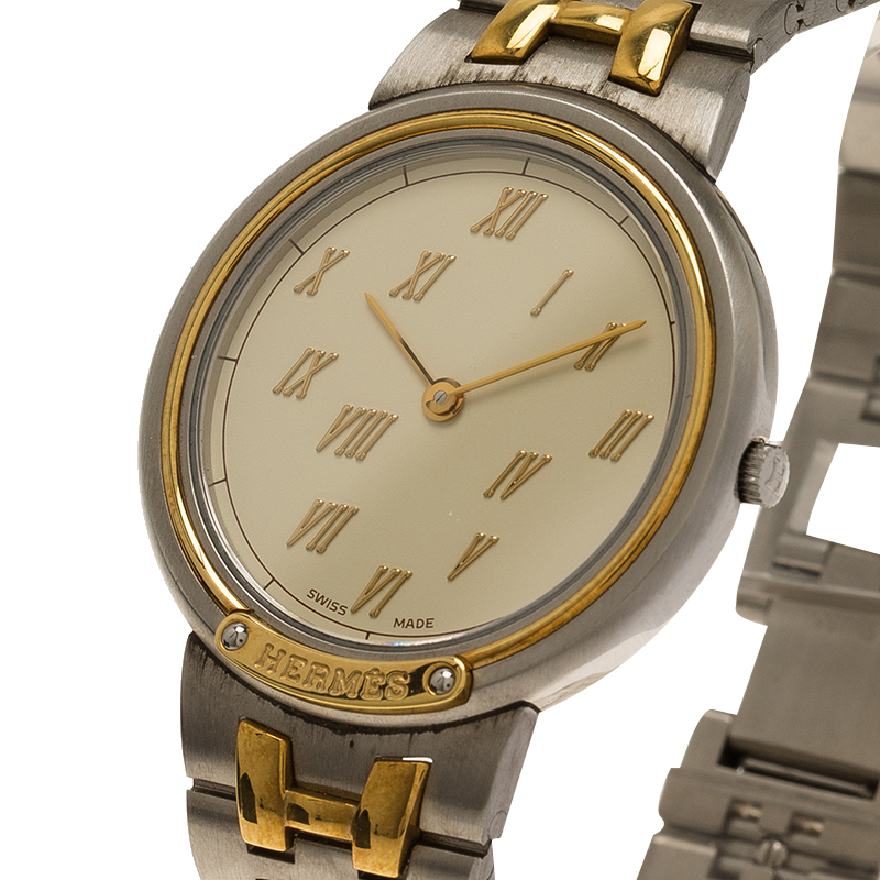 

Hermes Cream Gold-Plated Stainless Steel Classic Women's Wristwatch