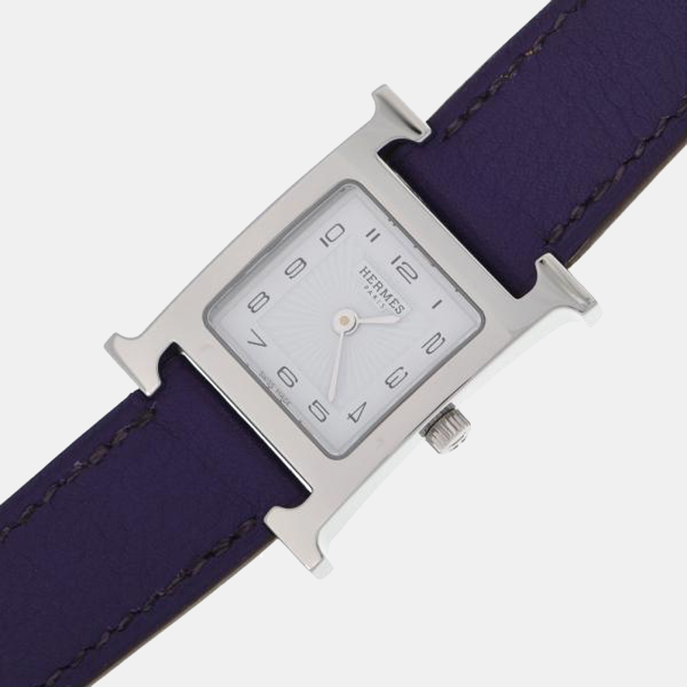 

Hermes White Stainless Steel Heure H HH1.210 Quartz Women's Wristwatch 24.5 mm
