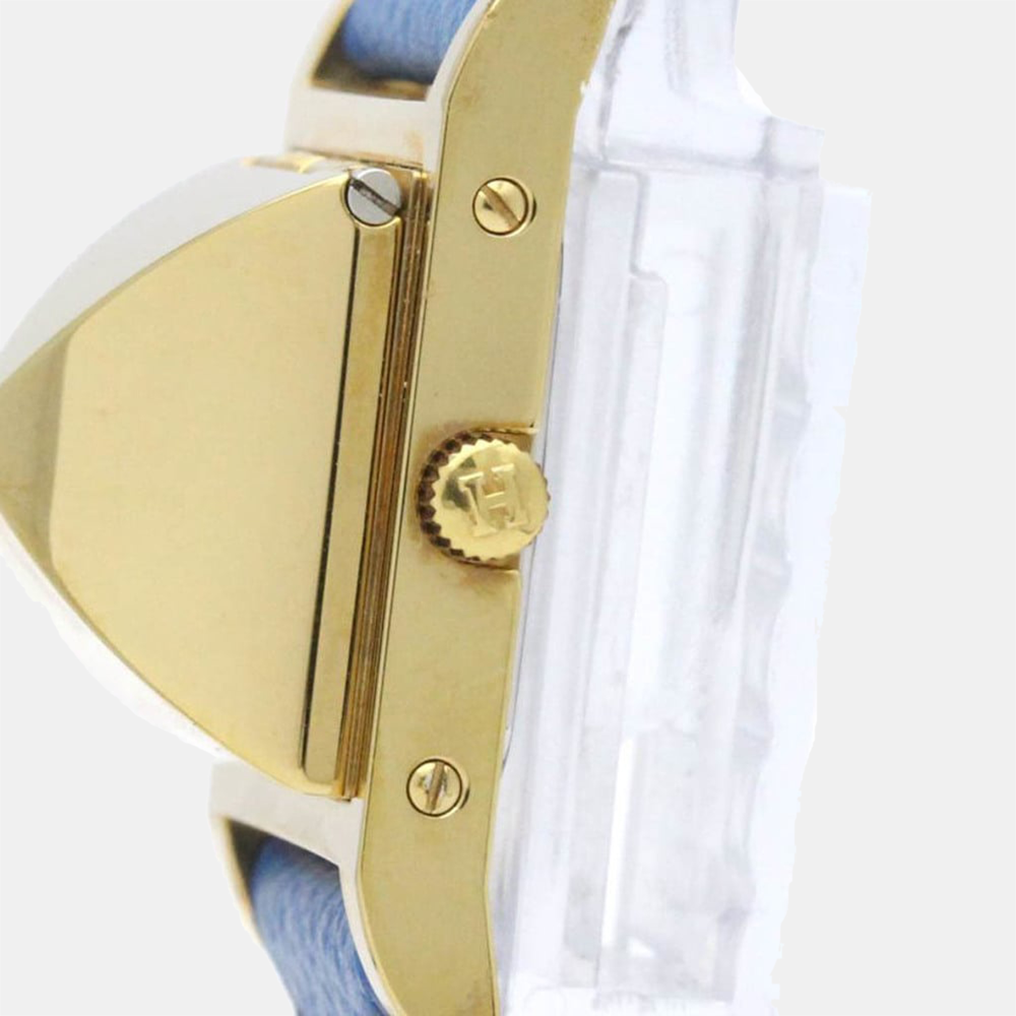 

Hermes White Yellow Gold Plated Stainless Steel Medor ME1.201 Quartz Women's Wristwatch 23 mm