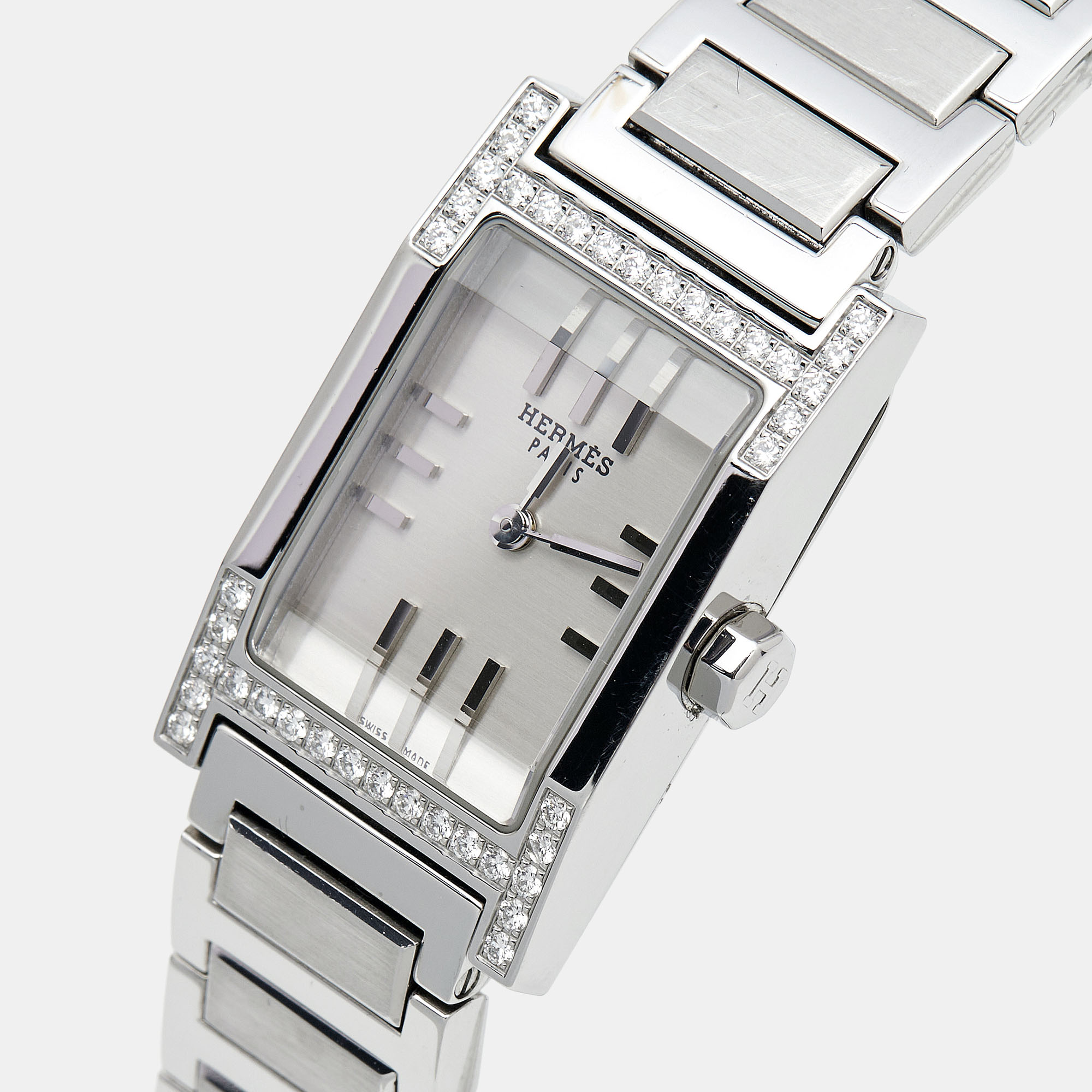 

Hermes Silver Stainless Steel Tandem TA1.230 Quartz Women's Wristwatch