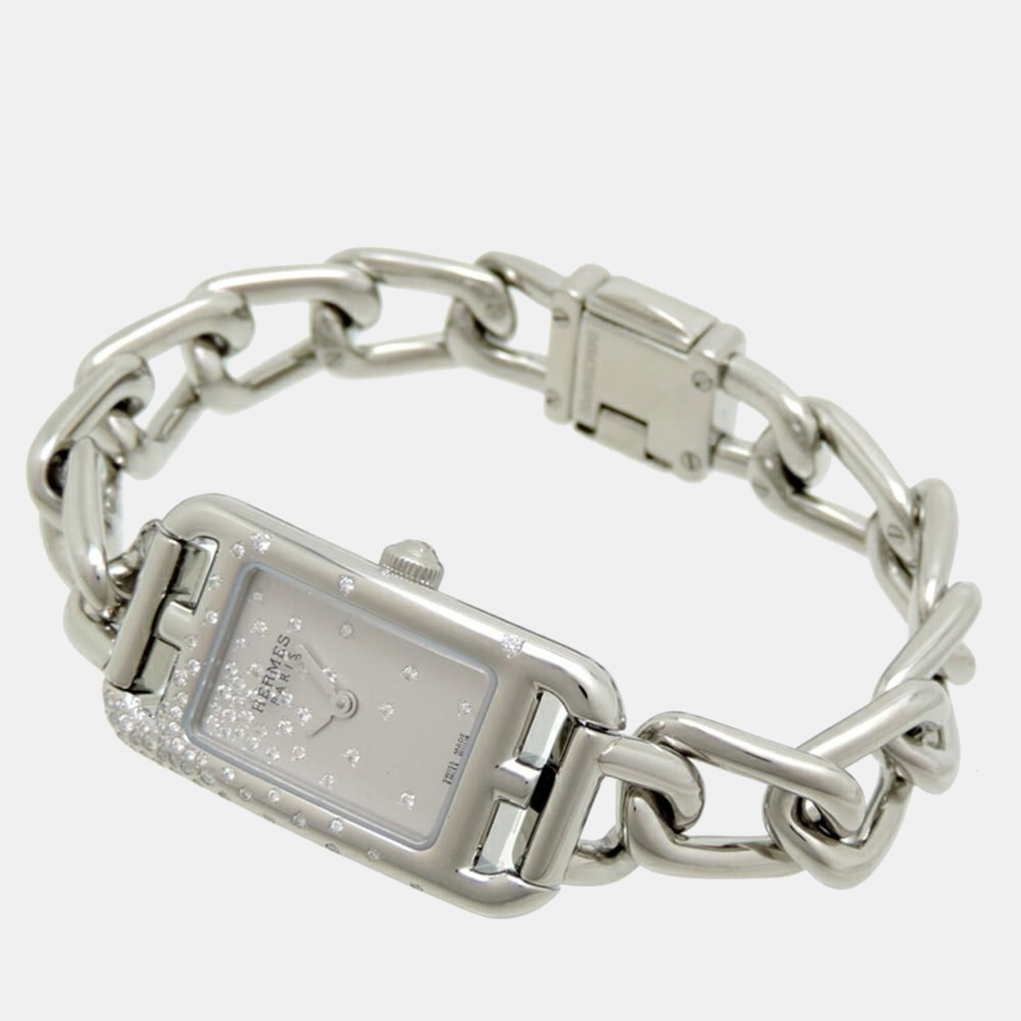 

Hermes Silver Diamonds Stainless Steel Nantucket NA2.131 Women's Wristwatch 17 mm