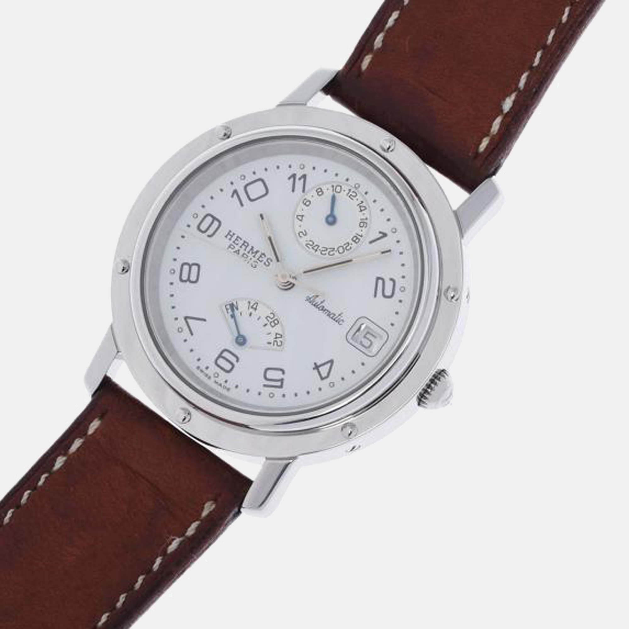 

Hermes White Stainless Steel Clipper CL5.710 Women's Wristwatch 36 mm