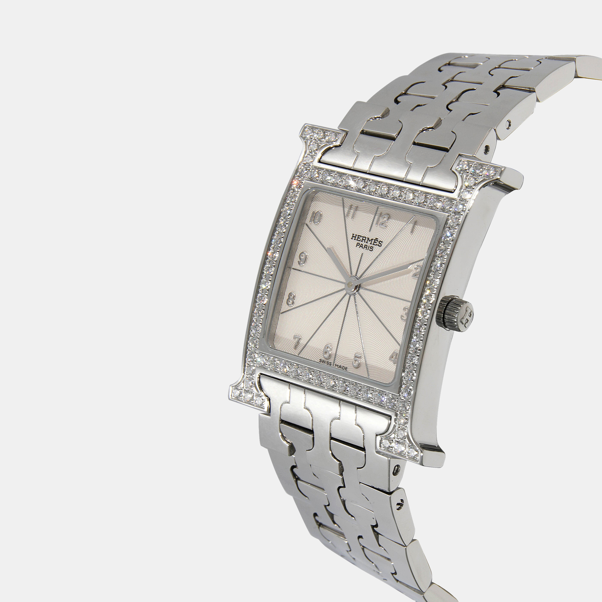 

Hermes Silver Diamonds Stainless Steel Heure H HH1.530.271/4805 Women's Wristwatch