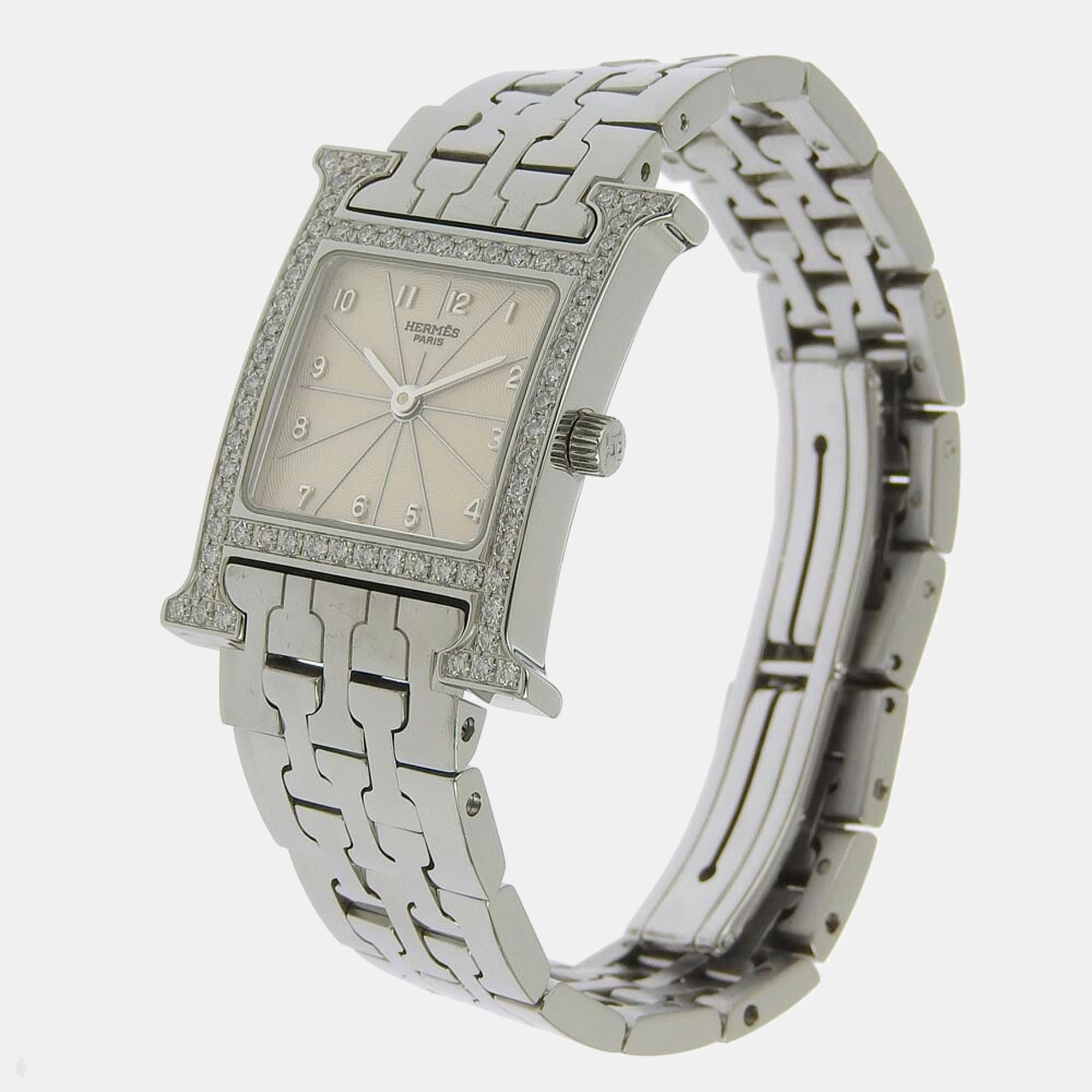 

Hermes Silver Diamonds Stainless Steel H HH1.230 Quartz Women's Wristwatch 21 mm