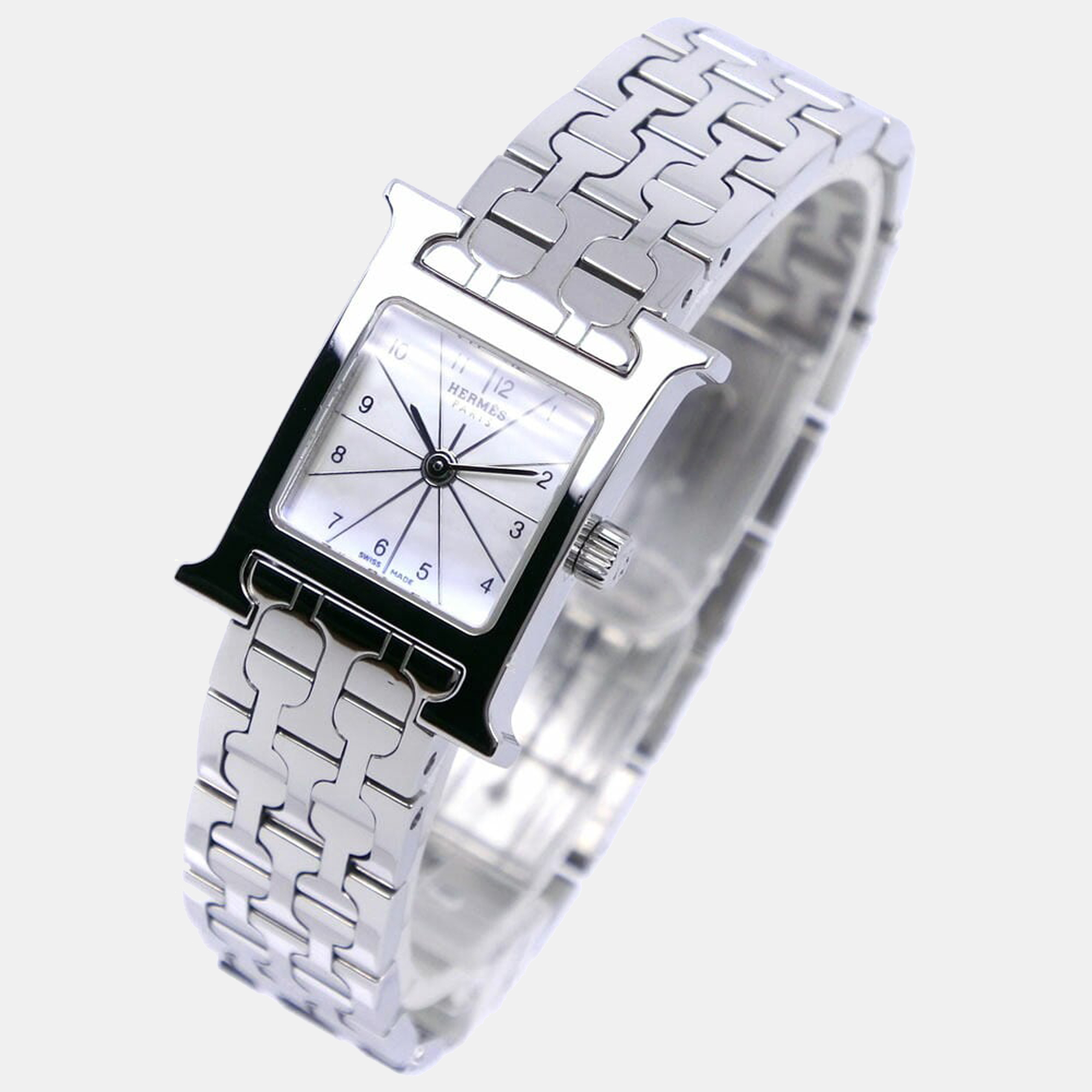 

Hermes White Stainless Steel H HH1.110 Quartz Women's Wristwatch 17 mm