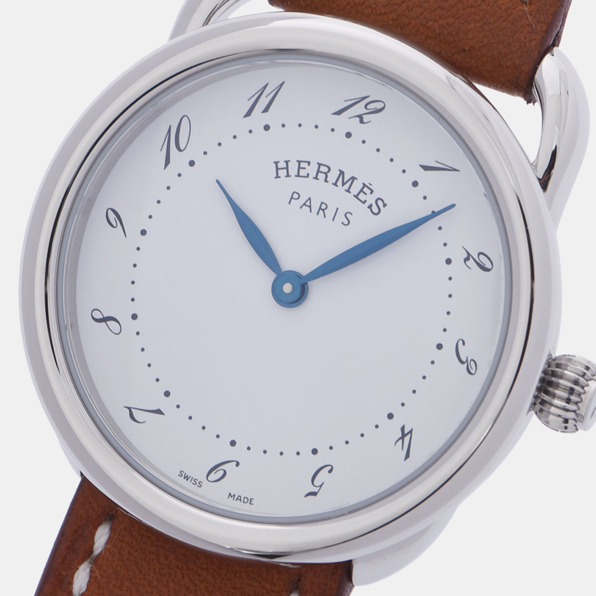 

Hermes White Stainless Steel Arceau AR5.210 Women's Wristwatch 28 mm