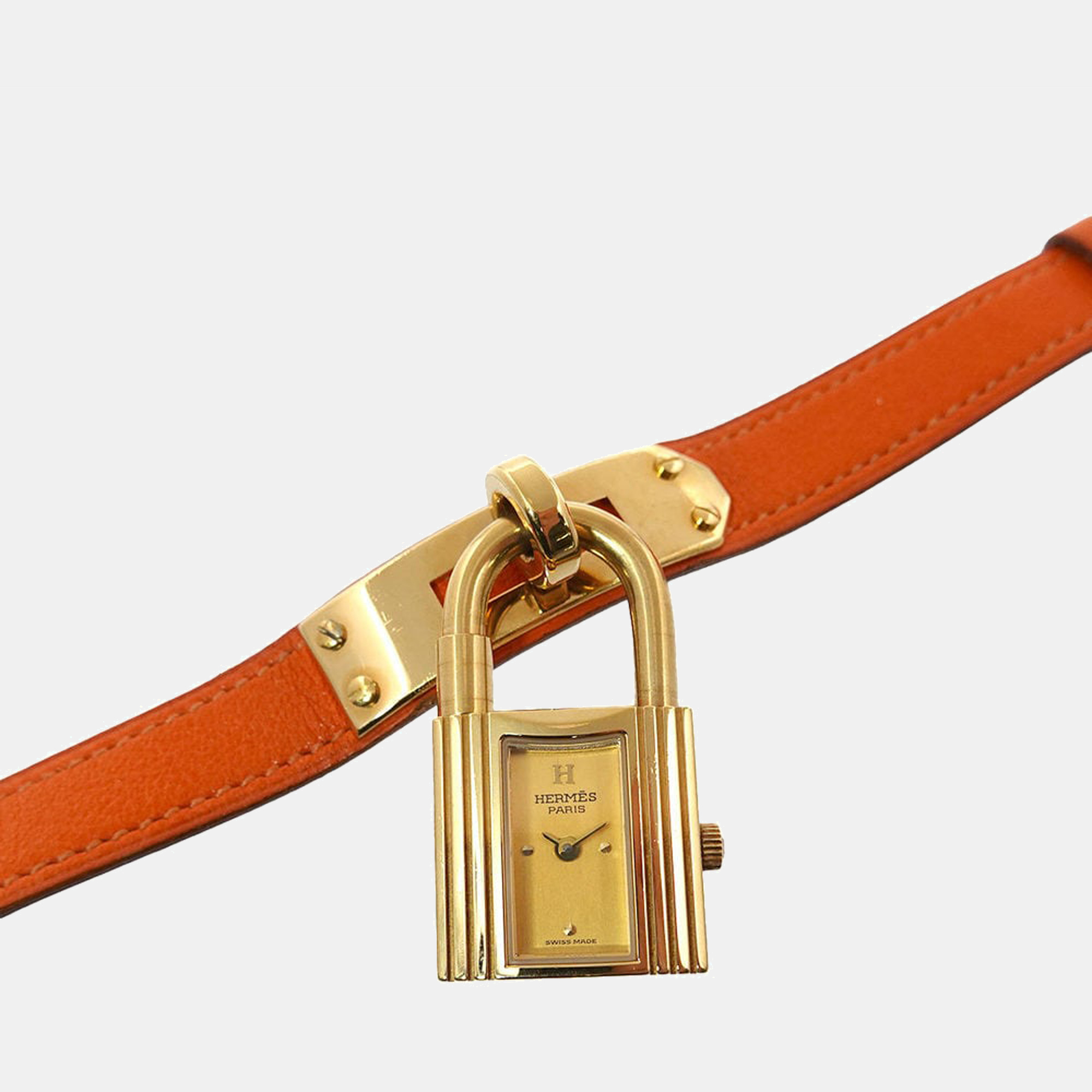 

Hermes Champagne Yellow Gold Plated Stainless Steel Kelly Women's Wristwatch 20 mm