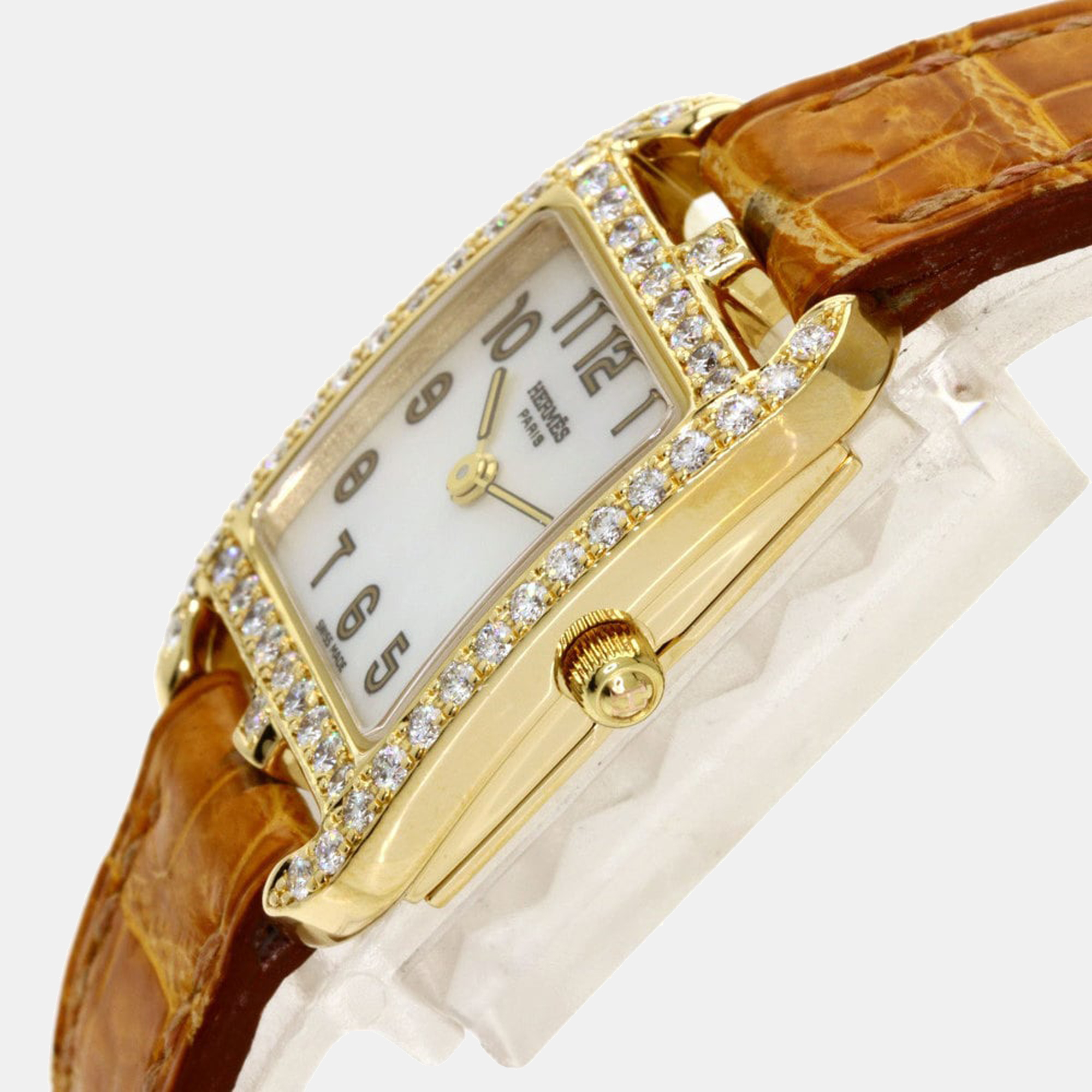 

Hermes MOP Diamonds 18K Yellow Gold Cape Cod CC1.187 Women's Wristwatch 20 mm, White
