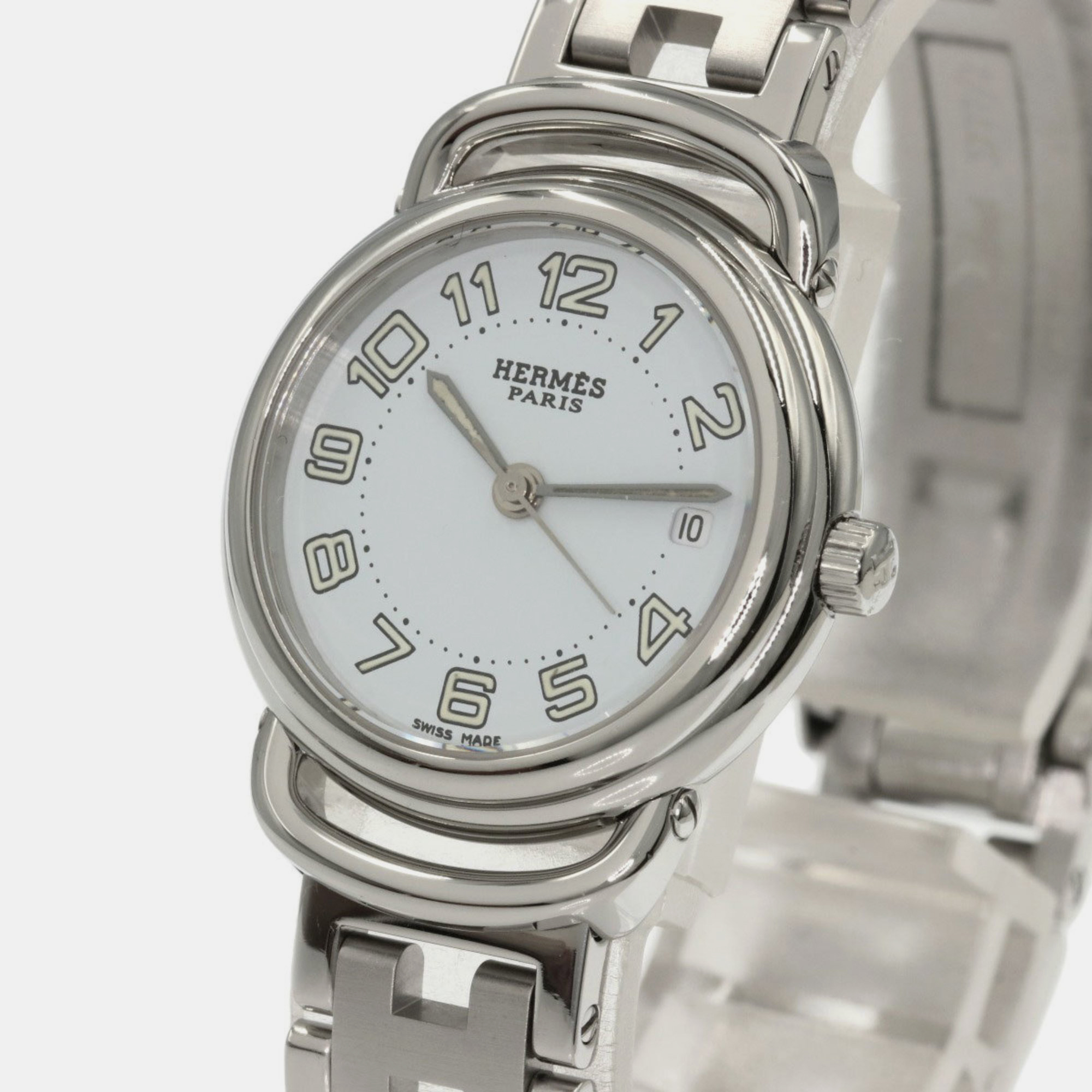 

Hermes White Stainless Steel Pullman Quartz Women's Wristwatch 25 mm