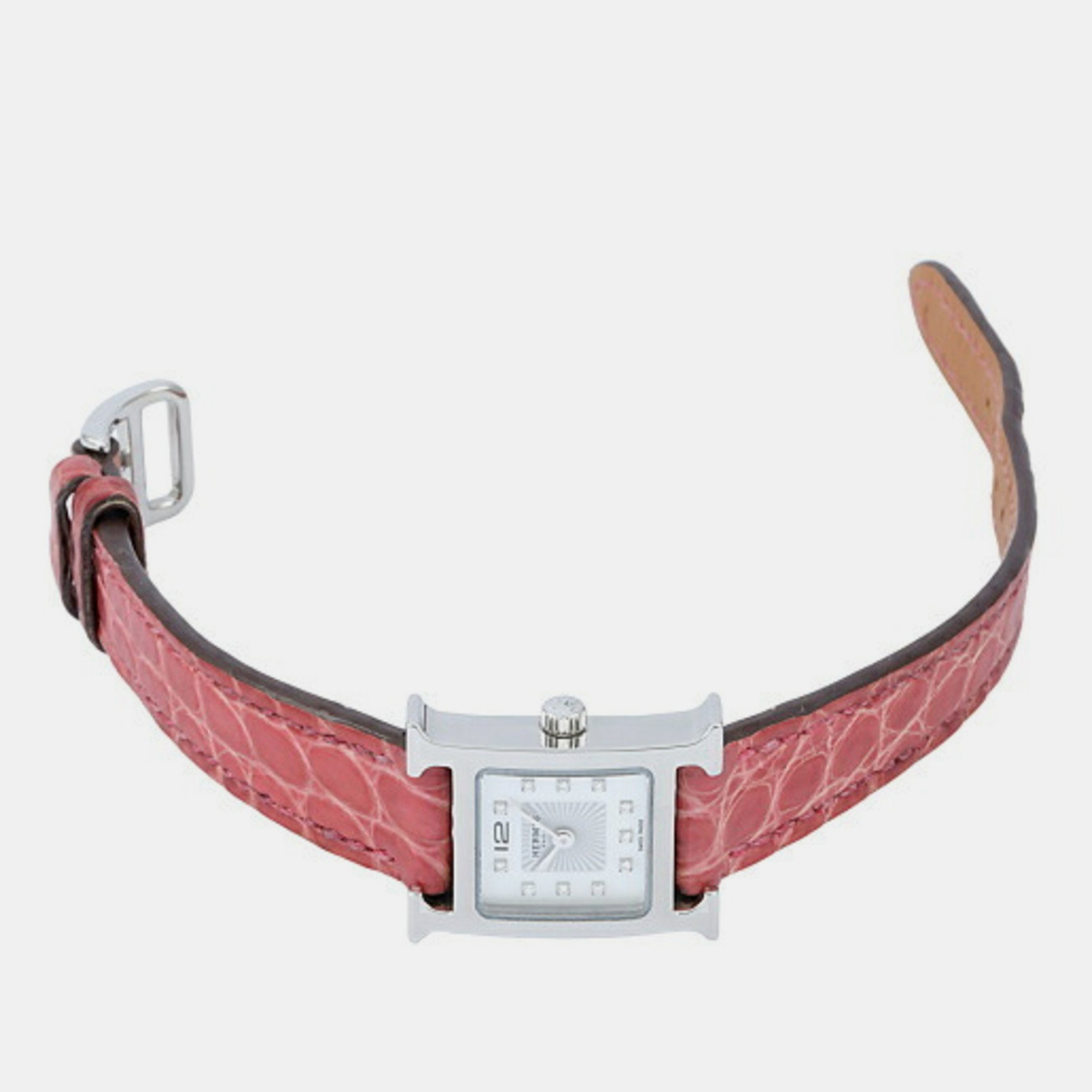 

Hermes White Diamond Stainless Steel H Hour Quartz Women's Wristwatch