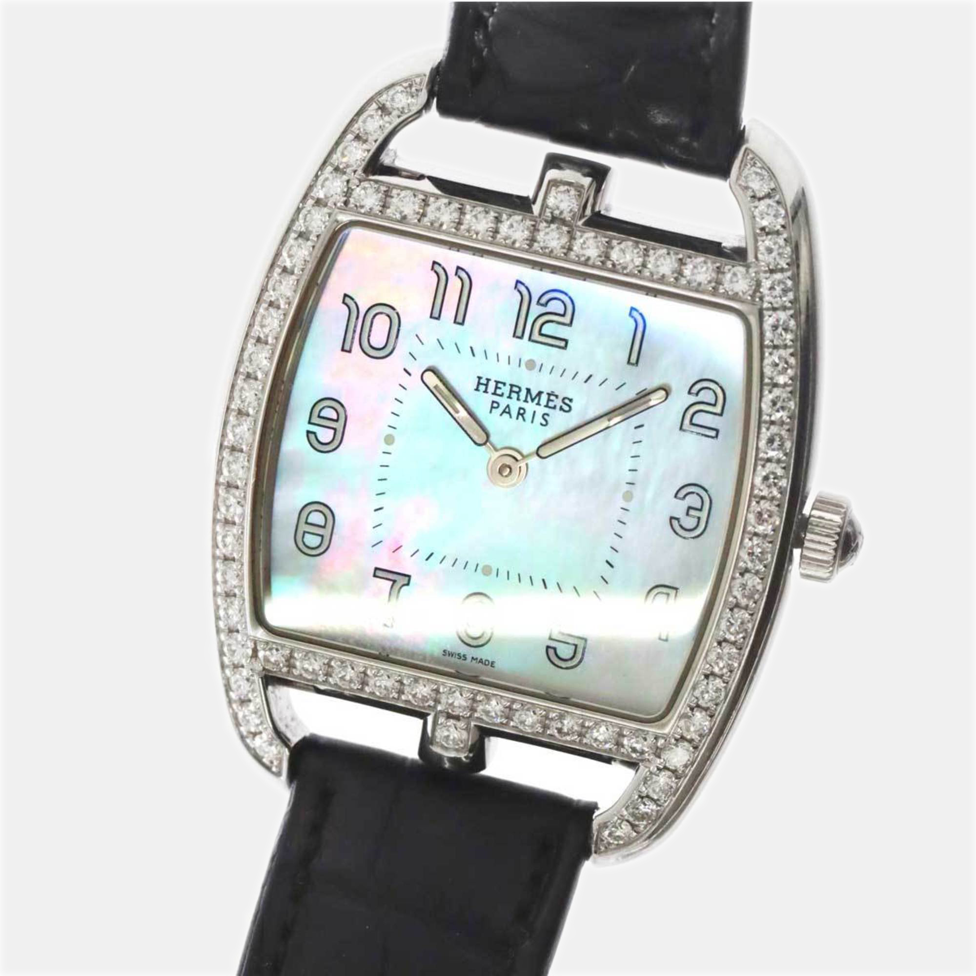 

Hermes White Shell Stainless Steel Cape Cod CT1.730 Quartz Women's Wristwatch 34 mm