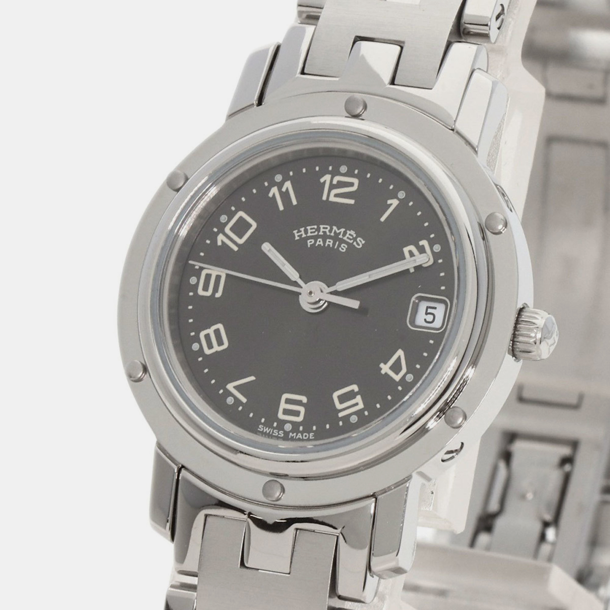 

Hermes Grey Stainless Steel Clipper CL4.210 Quartz Women's Wristwatch 24 mm