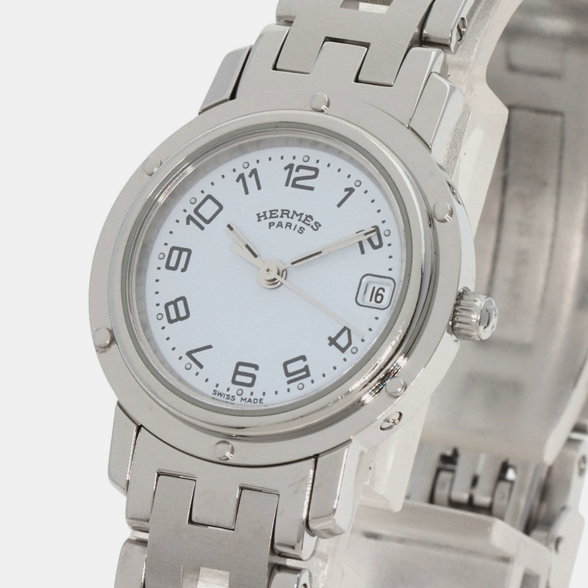 

Hermes Blue Stainless Steel Clipper CL4.210 Quartz Women's Wristwatch 24 mm