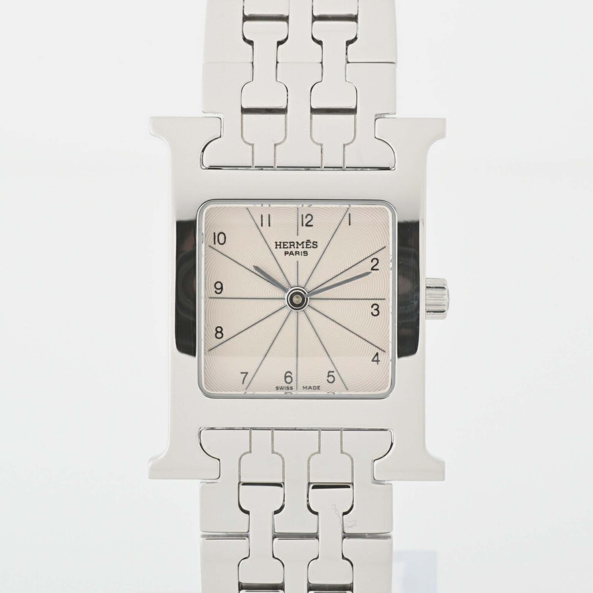 

Hermes White Stainless Steel Heure H HH1.210 Quartz Women's Wristwatch 24 mm