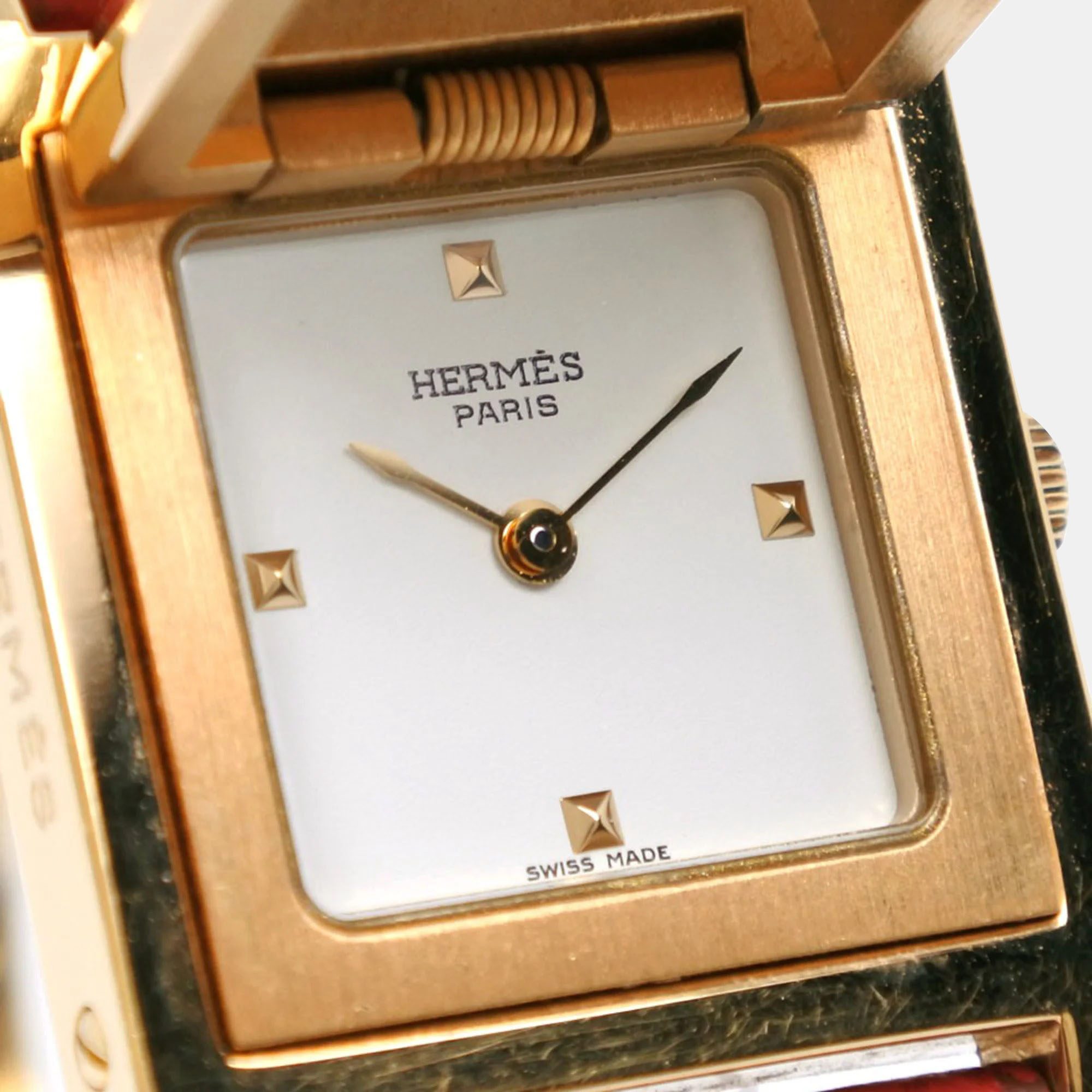 

Hermes White 18k Yellow Gold Plated Medor Quartz Women's Wristwatch 23 mm