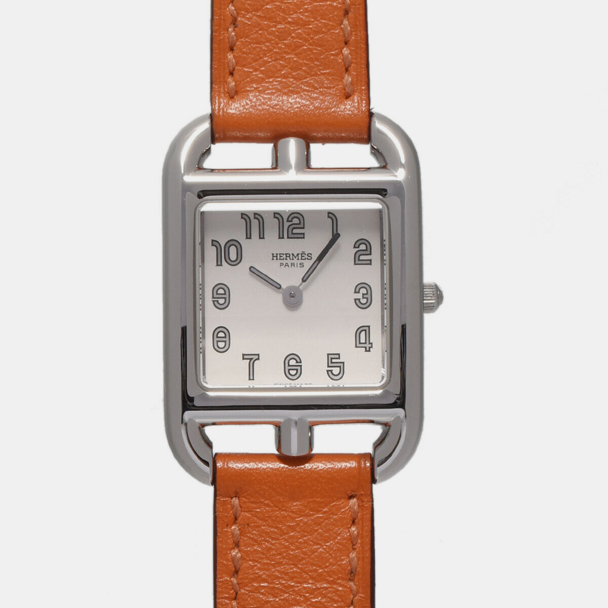 

Hermes White Stainless Steel Cape Quartz Women's Wristwatch 23 mm