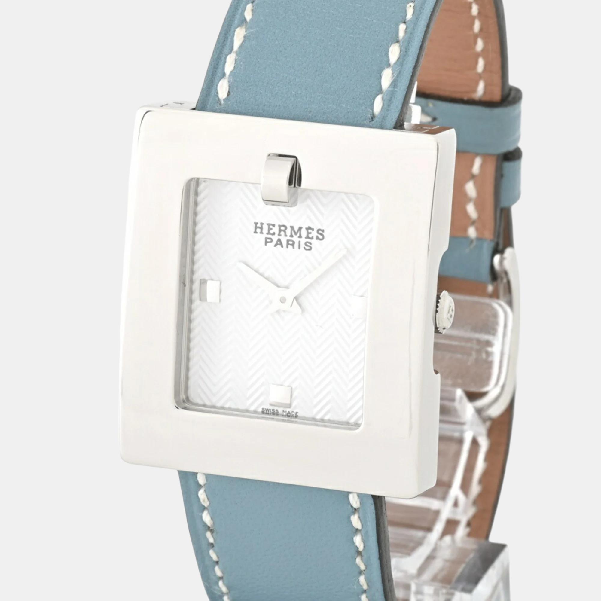

Hermes White Stainless Steel Belt BE2.210.160/G-GJ Quartz Women's Wristwatch 26 mm