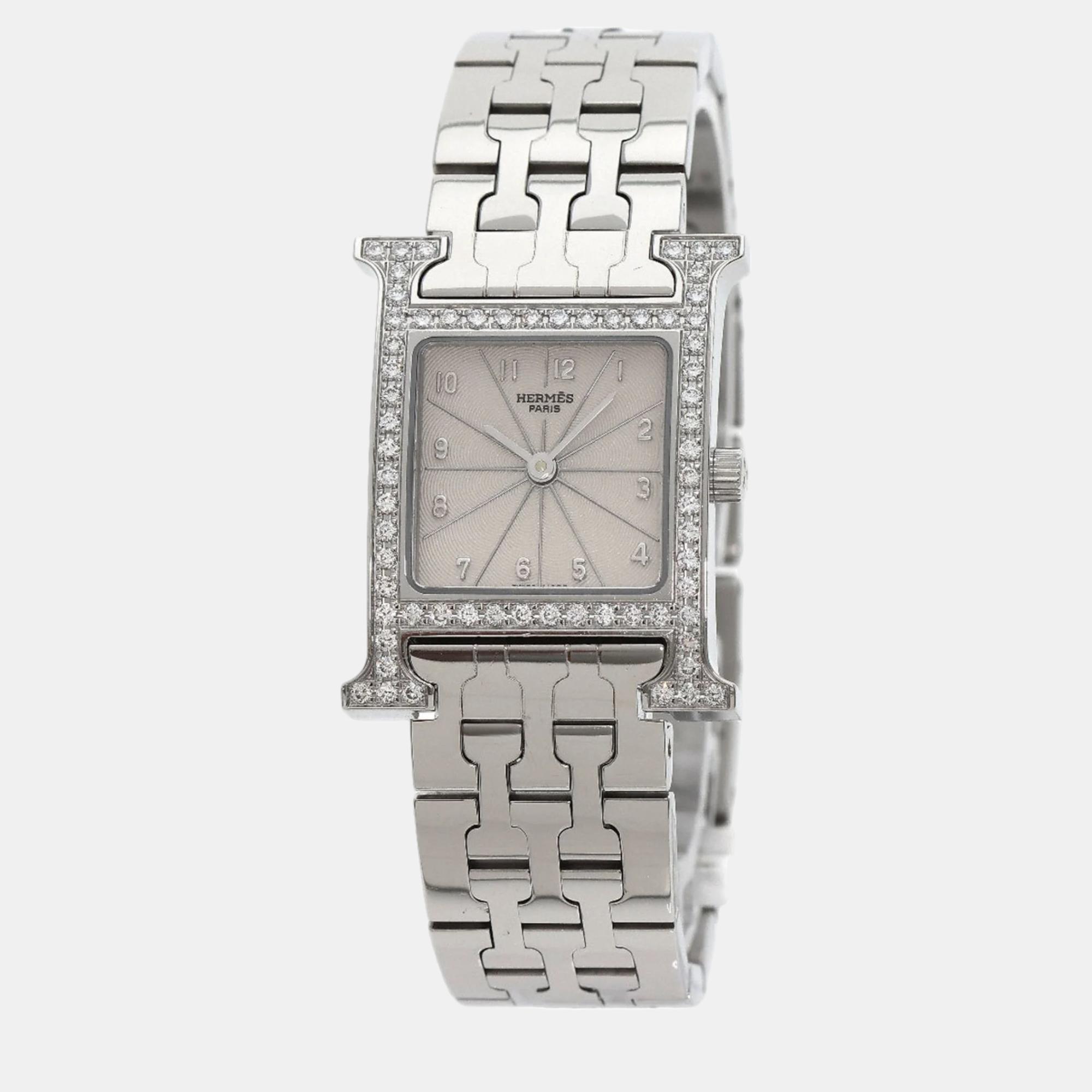 

Hermes Ivory Stainless Steel Heure H HH1.230 Quartz Women's Wristwatch 21 mm, White