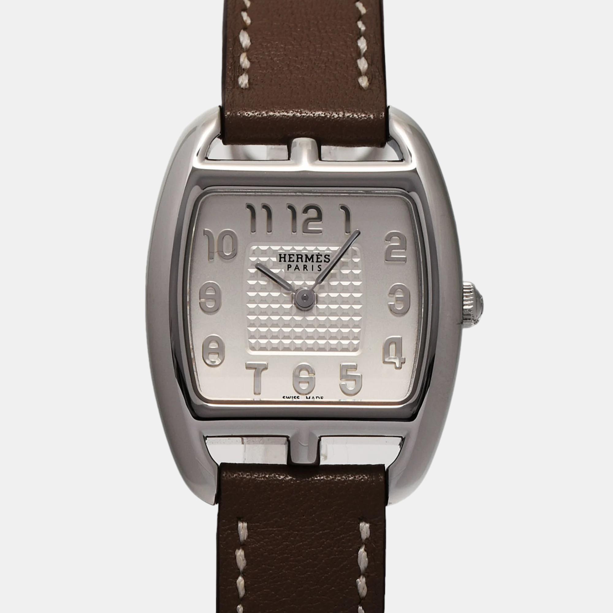 

Hermes Silver Stainless Steel Cape Cod CT1.210 Quartz Women's Wristwatch 26 mm