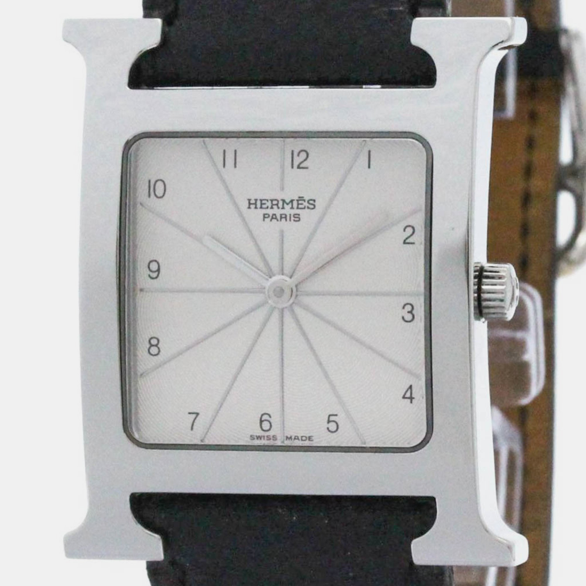 Hermes Silver Stainless Steel Heure H HH1.510 Quartz Women's Wristwatch 26 mm